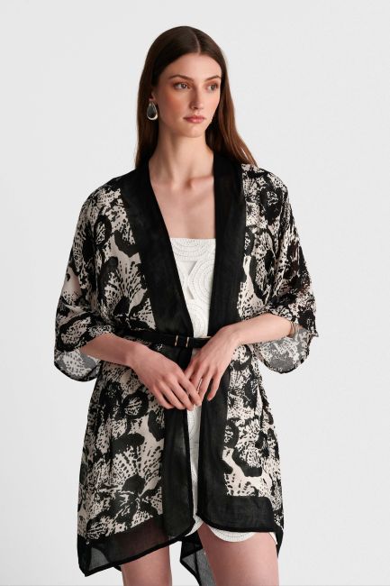 Long two-tone kimono - Multicolor