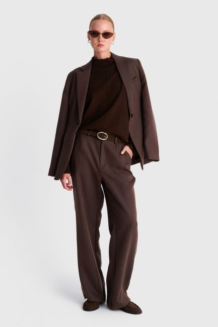 Plain knit top - Brown