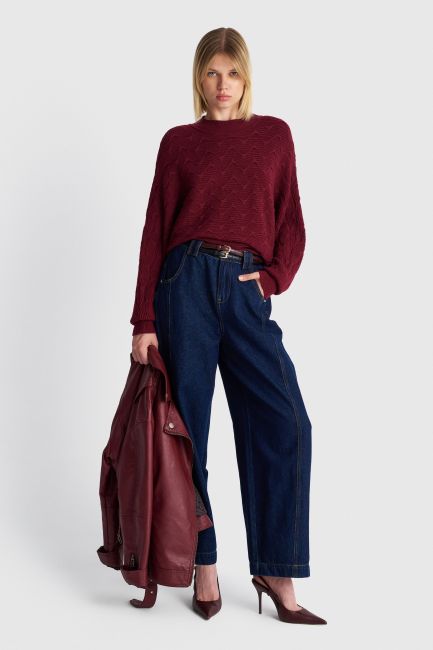 Textured knit top - Red