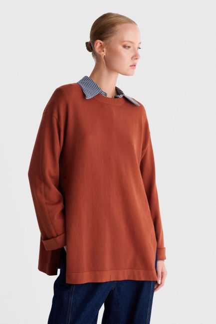 Plain knit top - Orange