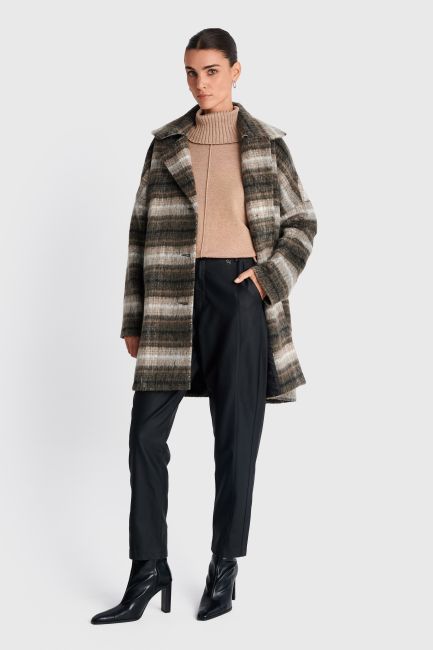 Long checkered coat - Beige