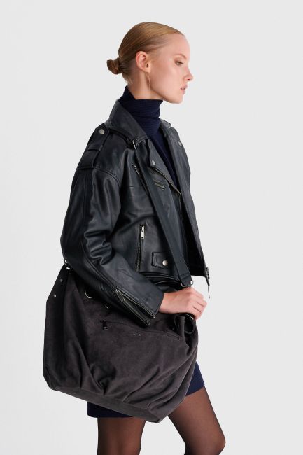 Suede shoulder bag - Grey