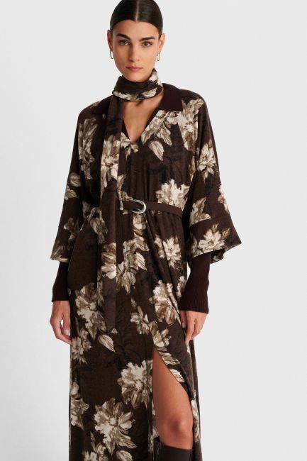 Maxi floral dress - Brown