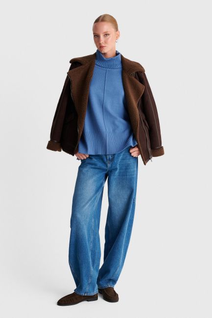 Knit turtleneck top - Blue
