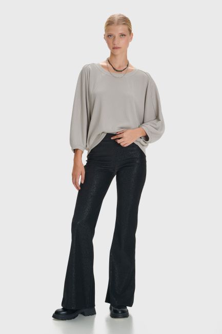 Batwing-sleeve textured blouse - Grey