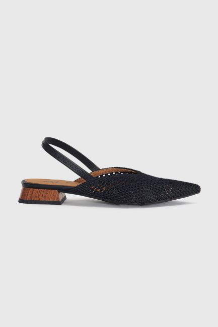 Slingback crochet ballerinas - Black