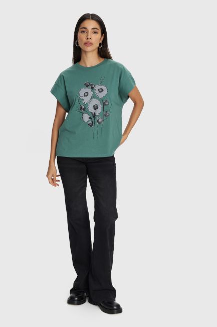 Printed short-sleeve blouse - Green