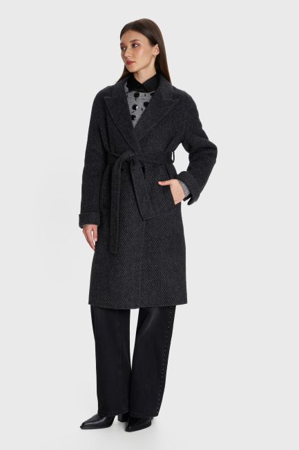 Maxi coat with belt - Grey