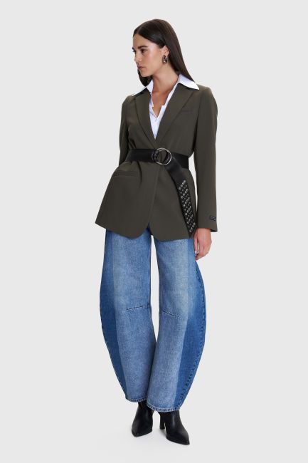 Long blazer in monochrome - Green