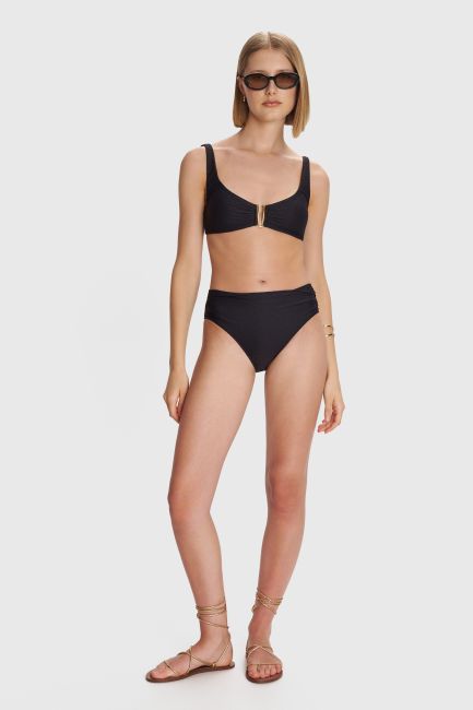 Bikini swimsuit with gold detail - Black