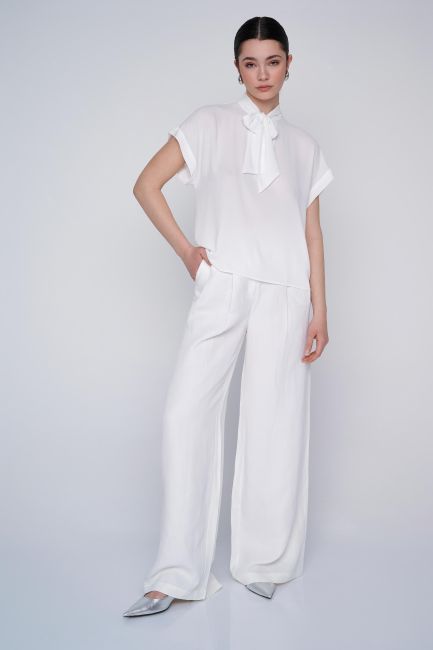 Self-tie top in monochrome - Off white