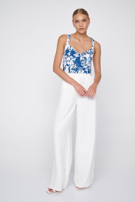 Backless bustier in floral print - White