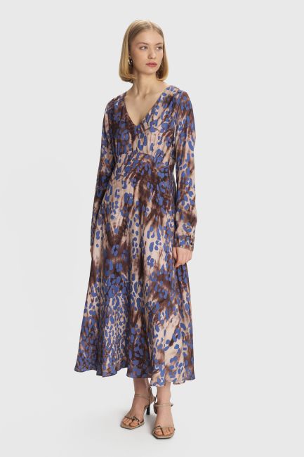 Φόρεμα μακρύ με animal print - Multicolor