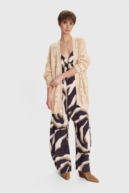 Perforated-knit cardigan - Beige