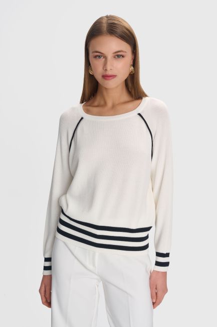 Two-tone knitted blouse - White