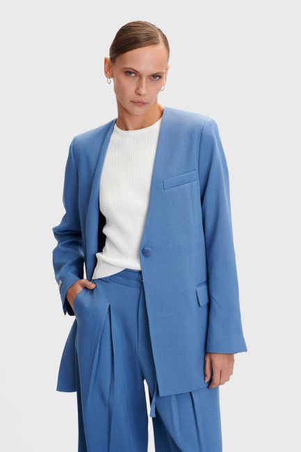 No-lapels suit blazer - Blue