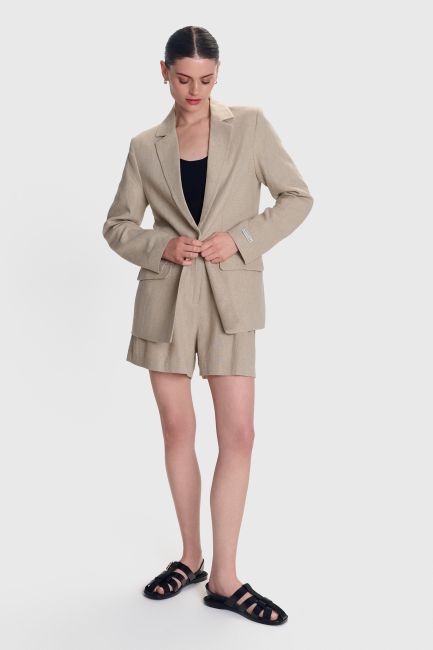 Pocketed linen jacket - Sand