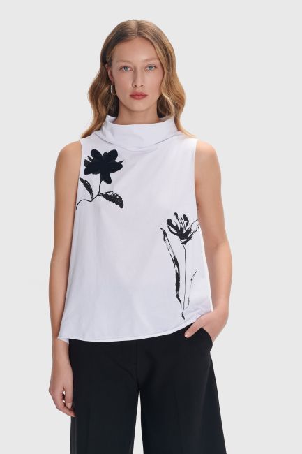 Αμάνικο τοπ με print  - White