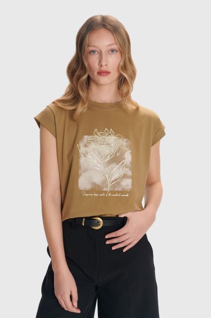 T-shirt με τύπωμα  - Khaki