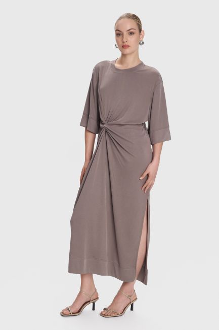 Φόρεμα μακρύ με κόμπο μπροστά - Lightgrey