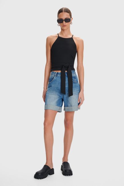 Self-tie halterneck blouse - Black
