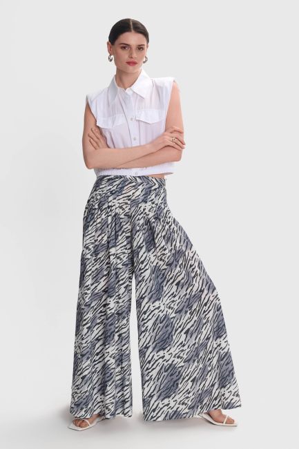 Printed zip culottes - White