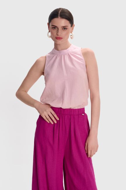 Linen top with slit - Soft pink