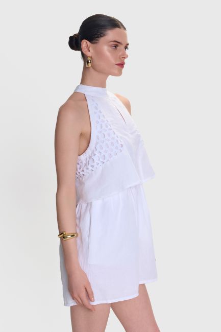Overall κοντό λινό - White