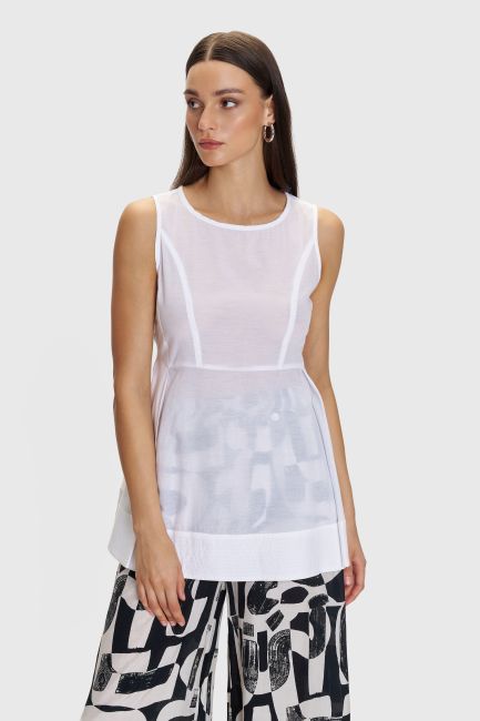 Sleeveless monochrome top - White