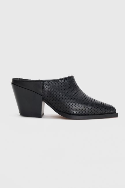 Leather heeled mules - Black