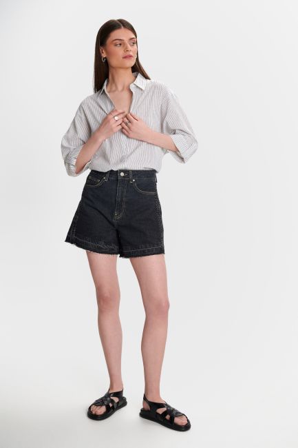 Striped long shirt - White