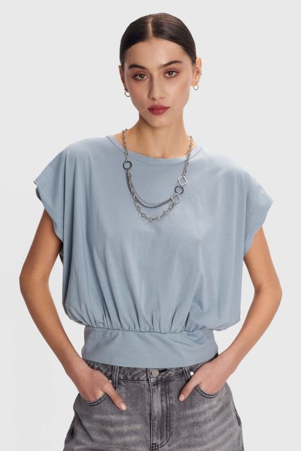 Sleeveless blouse - Light blue