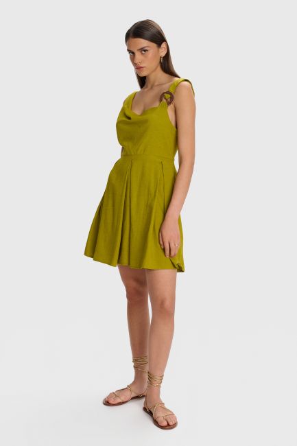 Mini pleated dress - Lime