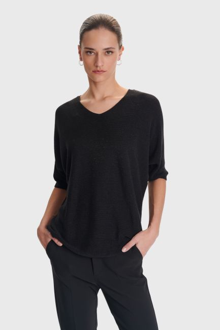 Iridescent knit blouse - Black