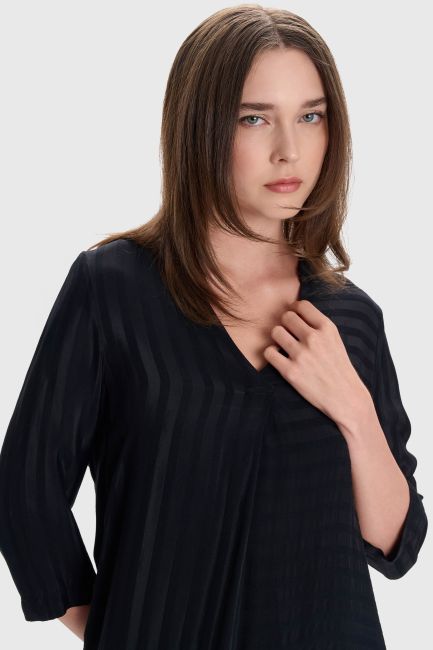 Asymmetric striped tunic - Black