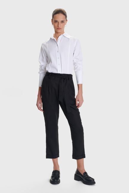 Elastic waist lyocell trousers - Black