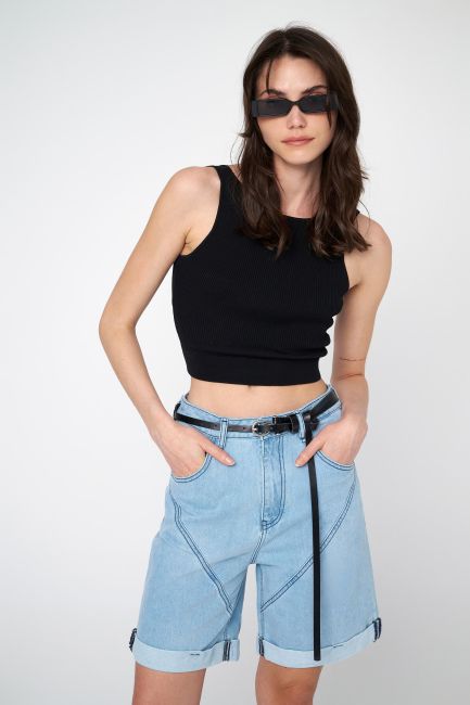 Seam-detail denim bermuda shorts - Used