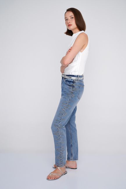 Rhinestones jeans in regular fit - Denim