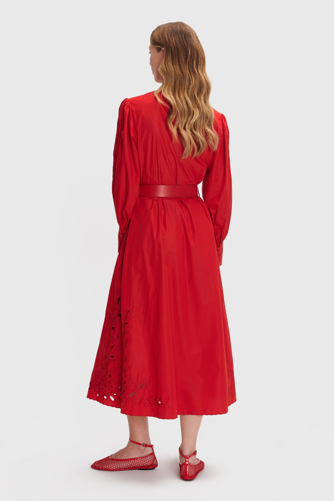 knee length dresses for ladies Della Lace Maxi Dress-Red/Nude