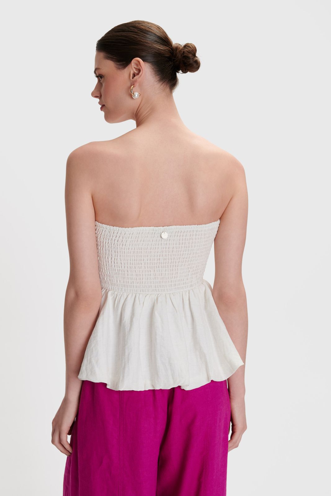 strapless open back dress Strapless Peplum Maxi Dress